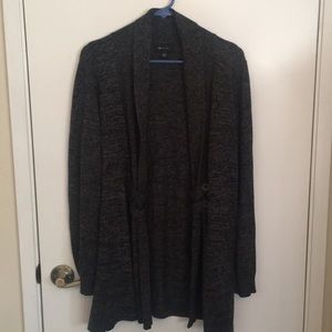 Grey and black open front cardigan